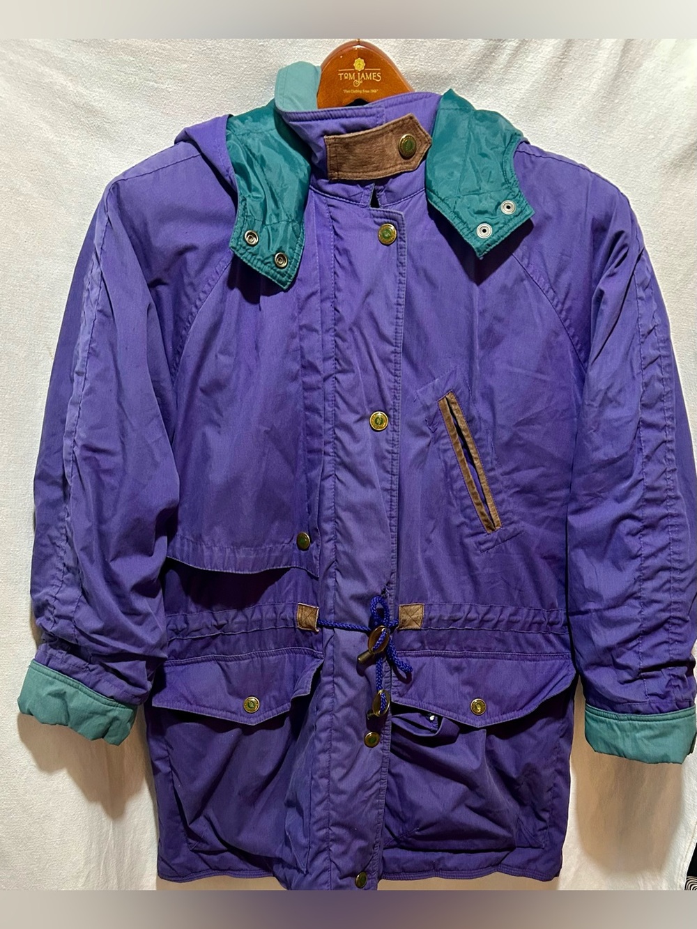 Vintage Hunters Run Parka Jacket Womens Purple Teal Colorblock 90s Hooded